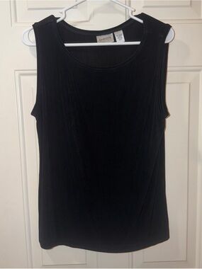 Chico's Traveler's Tank Top Womens 3 Black Pullover Sleeveless Slanky